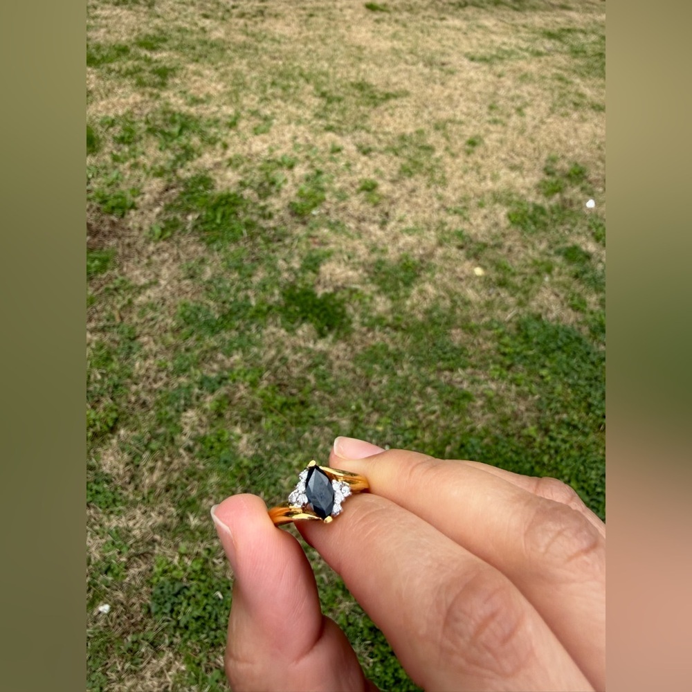 Gold Plated With  Black Women's Ring